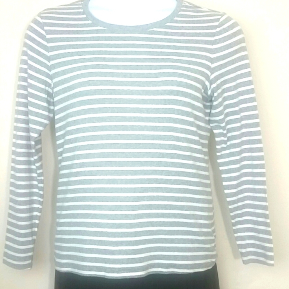 T-shirt top long sleeve crew neck stripe